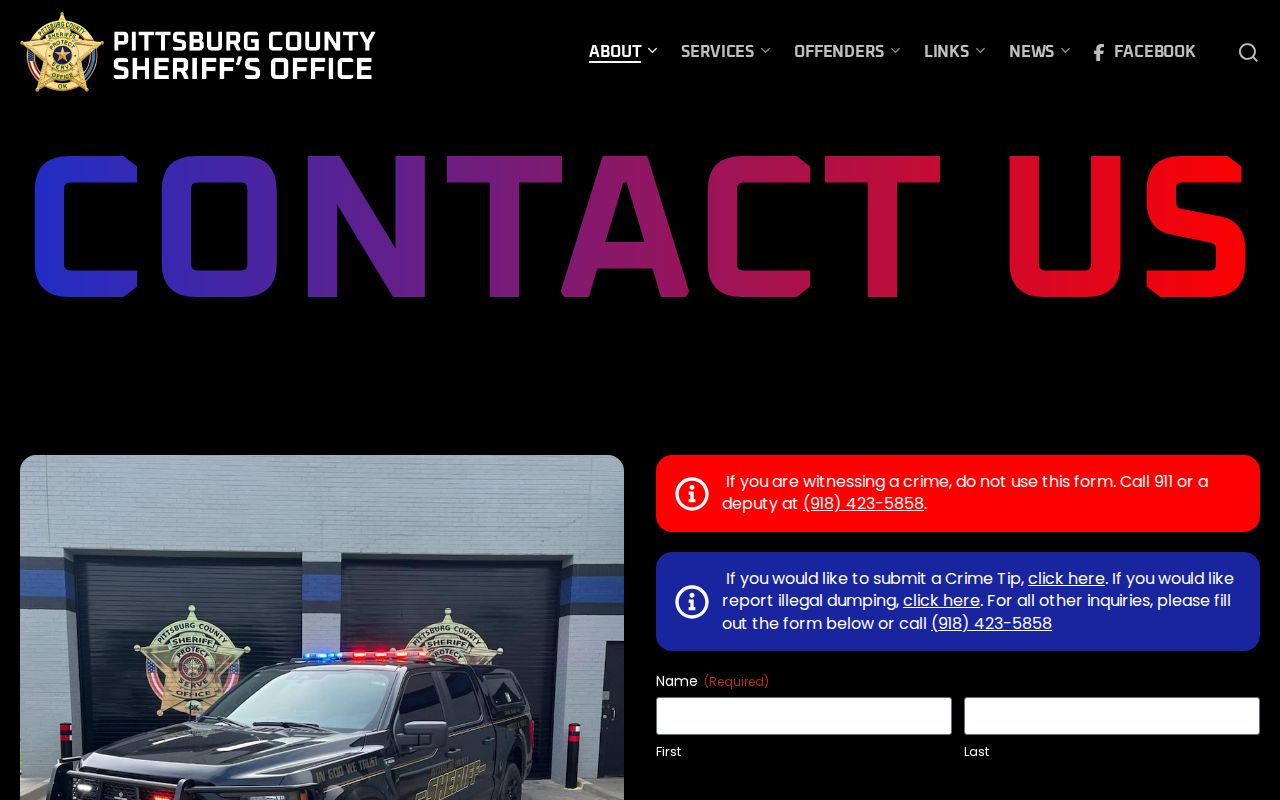 Pittsburg County released mugshots sheriff booking-photo records request contact